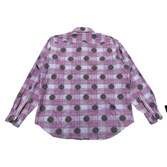 Robert Graham Men's XXL Grande Button Up Shirt Flip Cuff Pink Embroidered - Picture 2 of 8